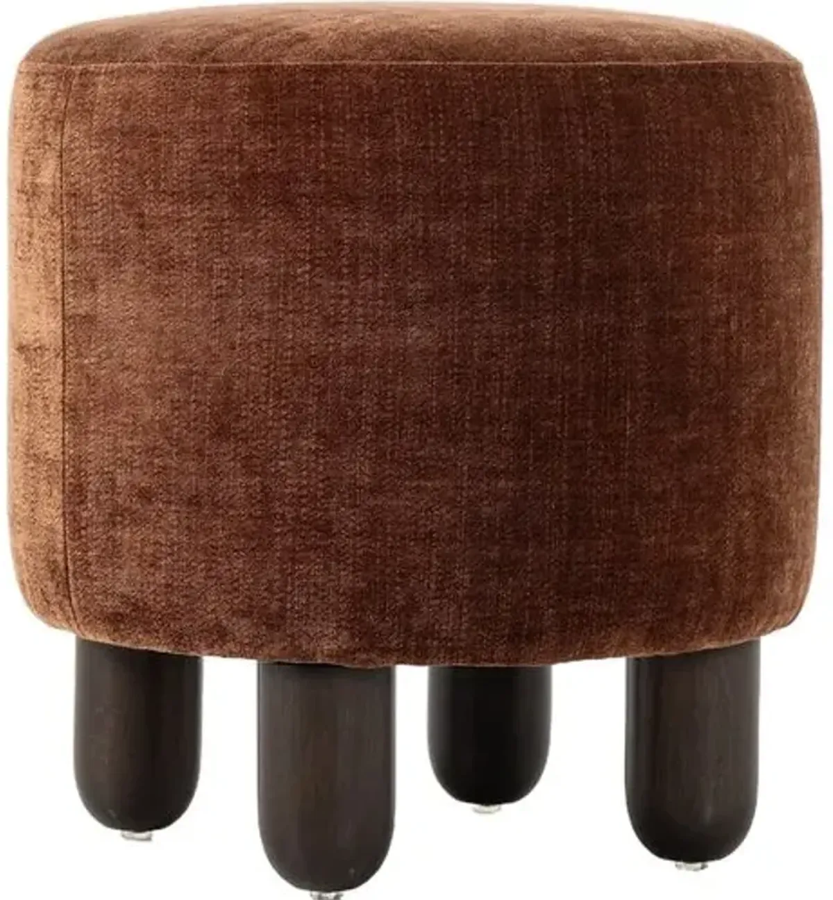 Francine Chenille Velvet Ottoman - Brown