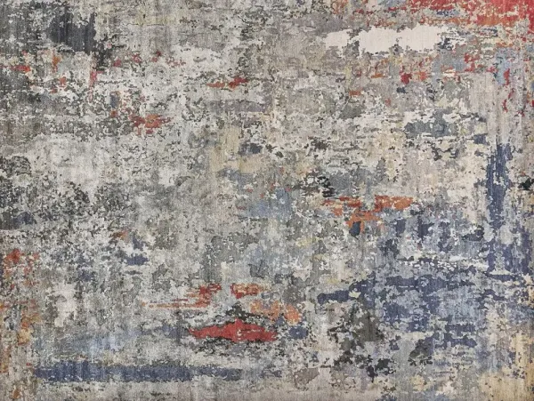 Fitz Hand Knotted Rug, Grey/Blue