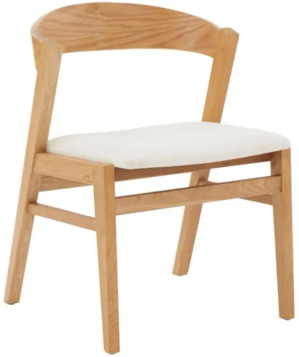 Harlow Wood And Boucle Dining Chair, Ivory/Natural