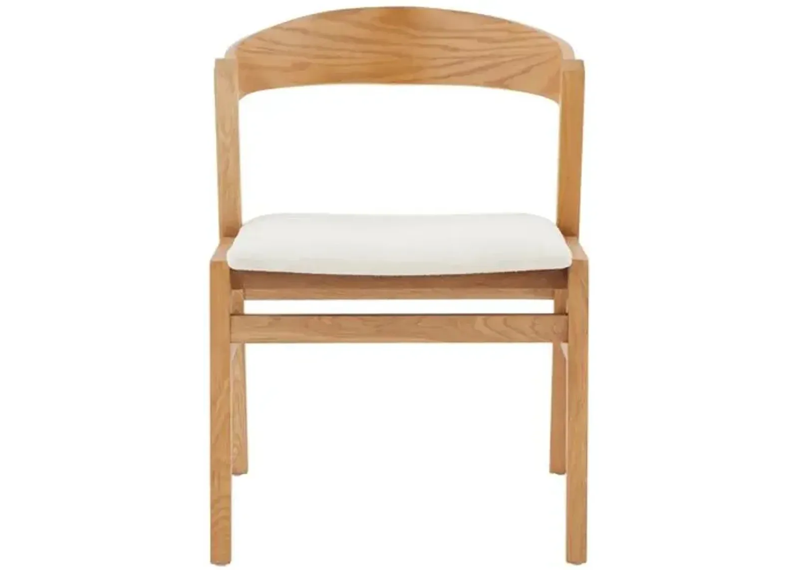 Harlow Wood And Boucle Dining Chair - Ivory/Natural