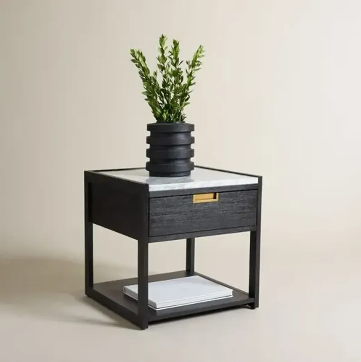 Hestia Marble Top 1-Drawer Nightstand