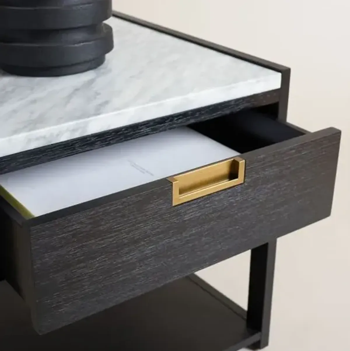 Hestia Marble Top 1-Drawer Nightstand
