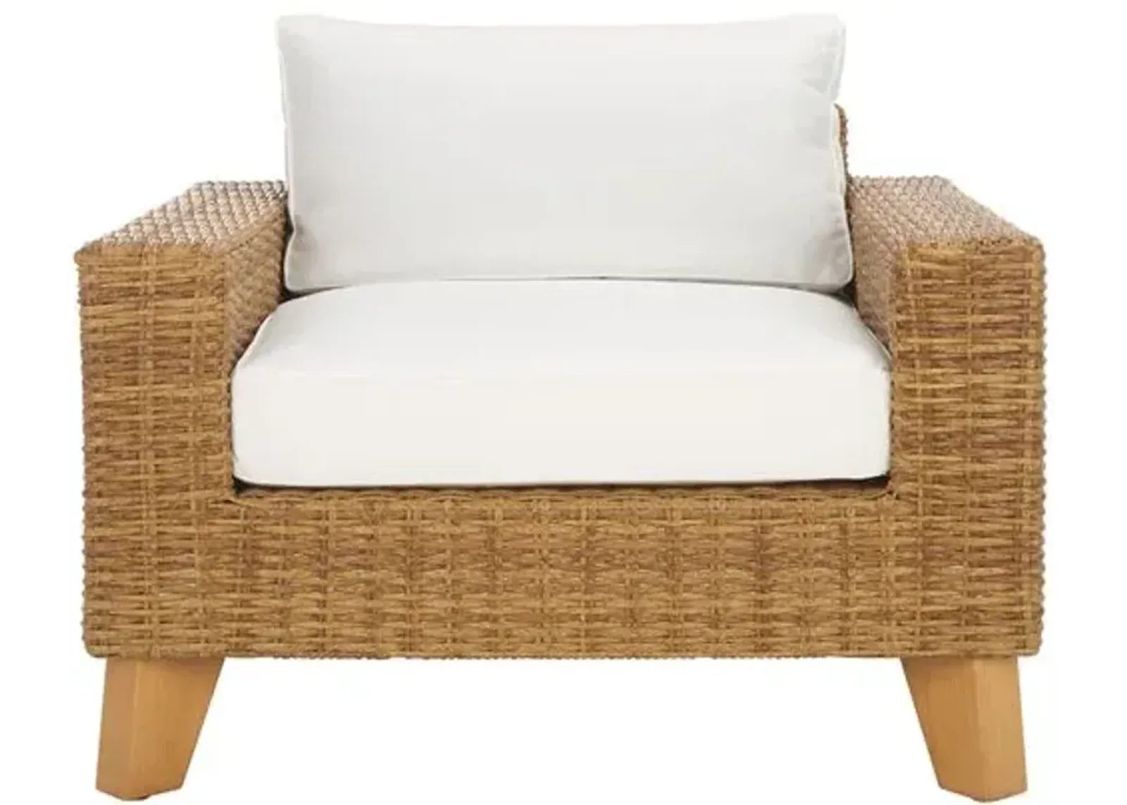 Aelwyn Wicker Patio Chair - Natural/White