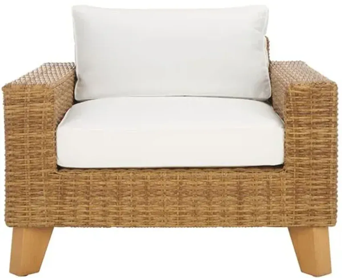 Aelwyn Wicker Patio Chair - Natural/White