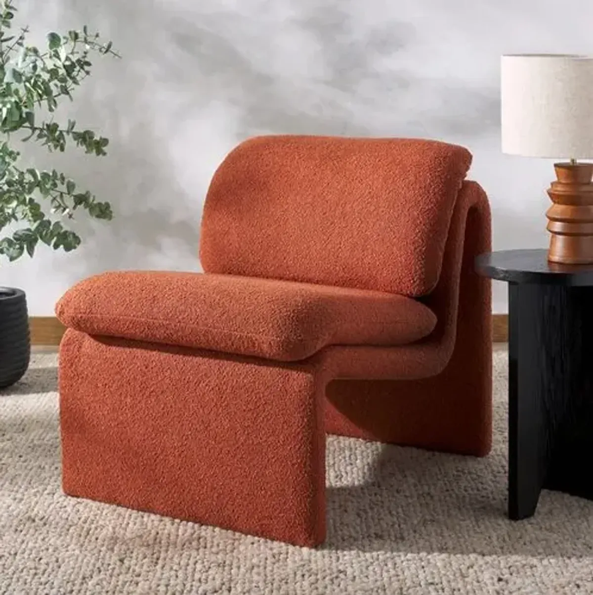 Aislinn Boucle Accent Chair - Orange, Comfortable, Durable