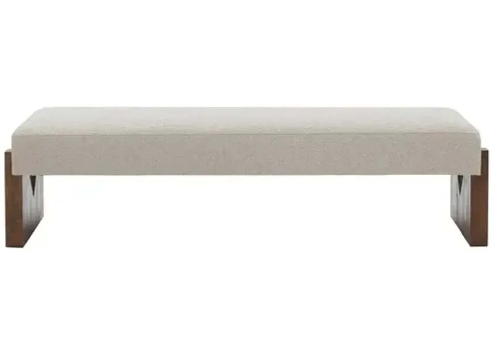 Jessamine Boucle Bench - Oatmeal/Walnut - Beige