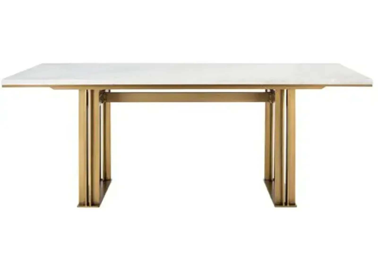 Veda Marble Dining Table - Antique Brass/White