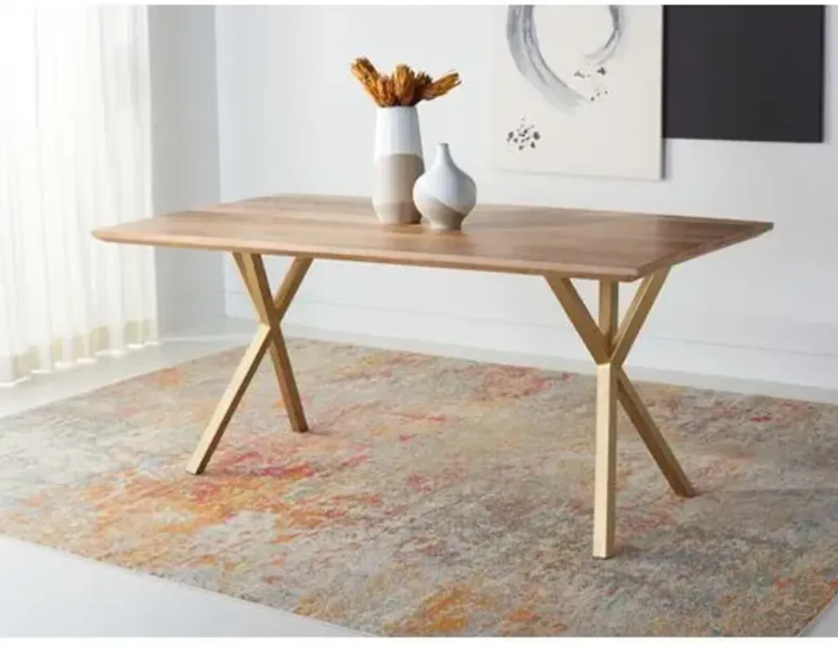 Deva Rectangle Dining Table - Natural/Gold