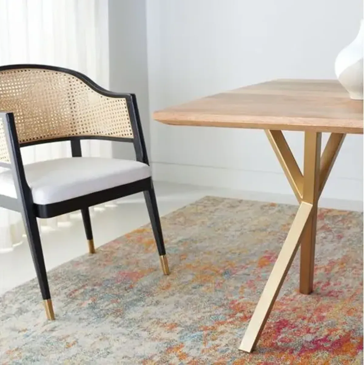 Deva Rectangle Dining Table - Natural/Gold