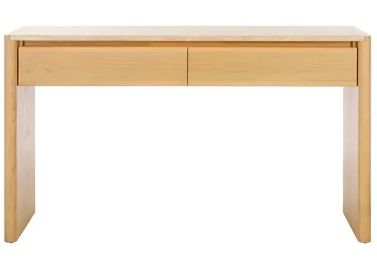 Bria Traver Console Table - Natural/Travertine - Brown