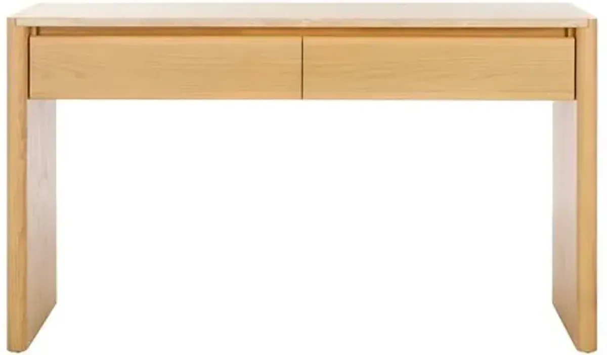 Bria Traver Console Table - Natural/Travertine - Brown