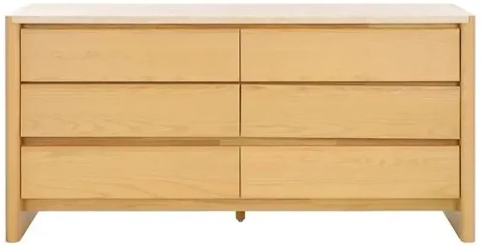 Bria 6-Drawer Dresser - Natural/Travertine - Brown