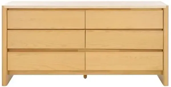 Bria 6-Drawer Dresser - Natural/Travertine - Brown