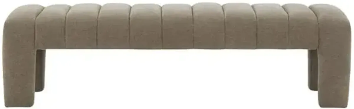 Cassia Channel Tufted Bench - Brown