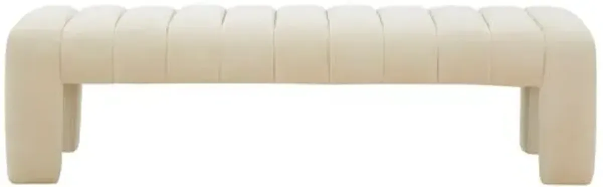 Cassia Channel Tufted Bench - White