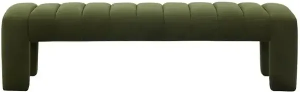 Cassia Boucle Channel Tufted Bench - Green