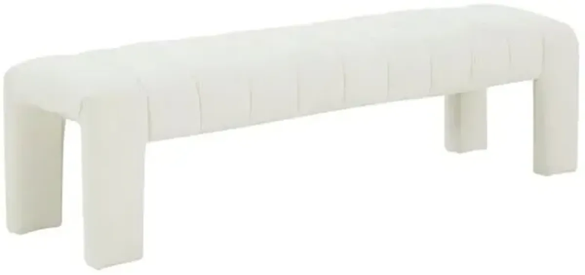 Cassia Boucle Channel Tufted Bench - Ivory