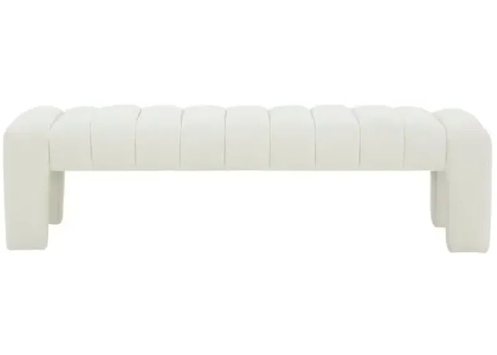 Cassia Boucle Channel Tufted Bench - Ivory