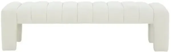 Cassia Boucle Channel Tufted Bench - Ivory
