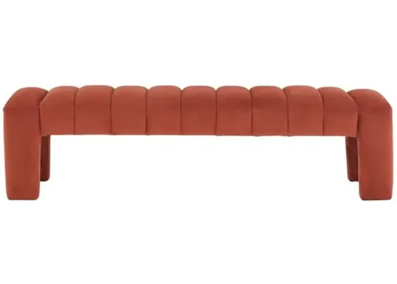 Cassia Channel Tufted Bench - Orange