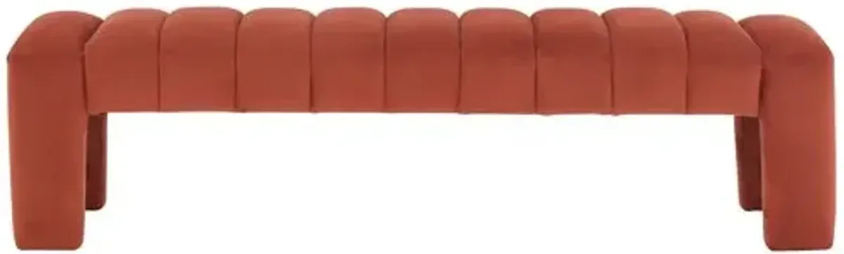 Cassia Channel Tufted Bench - Orange