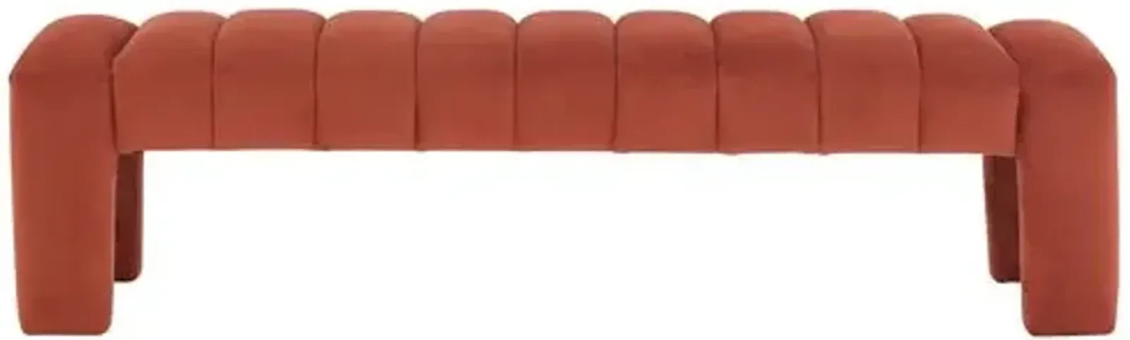 Cassia Boucle Channel Tufted Bench - Orange