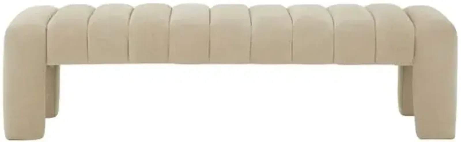 Cassia Boucle Channel Tufted Bench - Brown