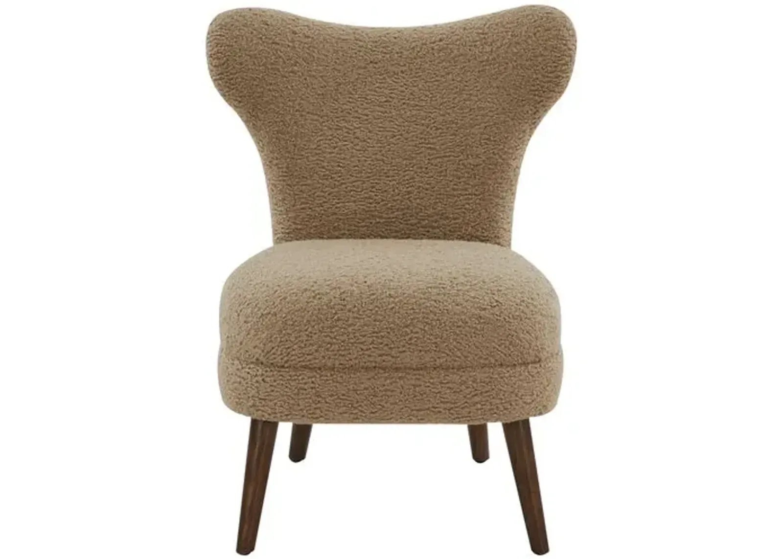 Isolde Faux Shearling Chair - Light Brown/Walnut