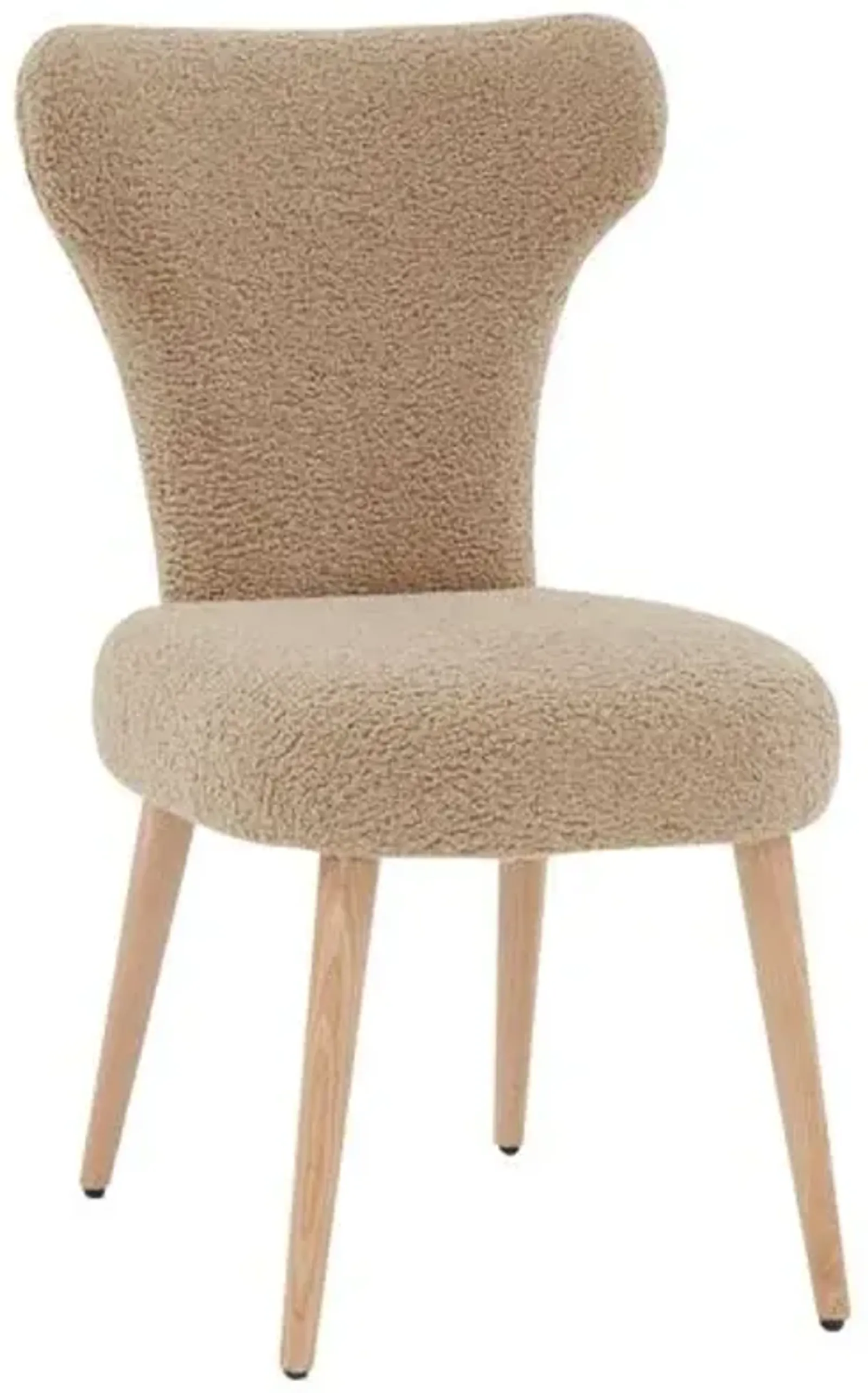 Isolde Faux Shearling Dining Chair - Light Brown/Walnut