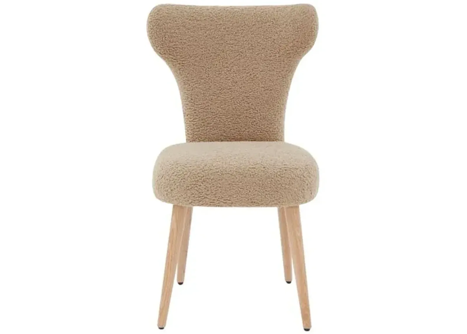 Isolde Faux Shearling Dining Chair - Light Brown/Walnut