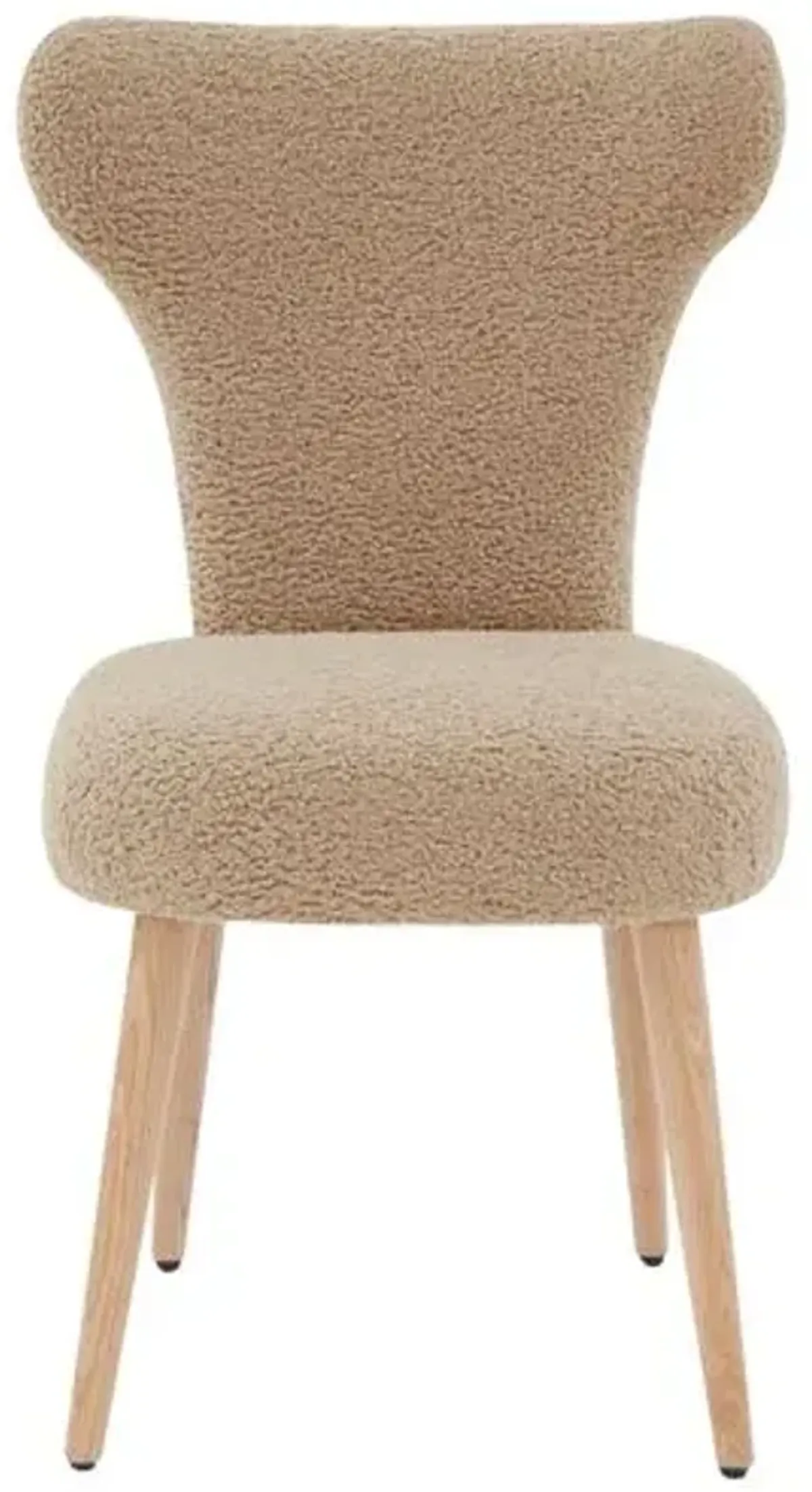 Isolde Faux Shearling Dining Chair - Light Brown/Walnut