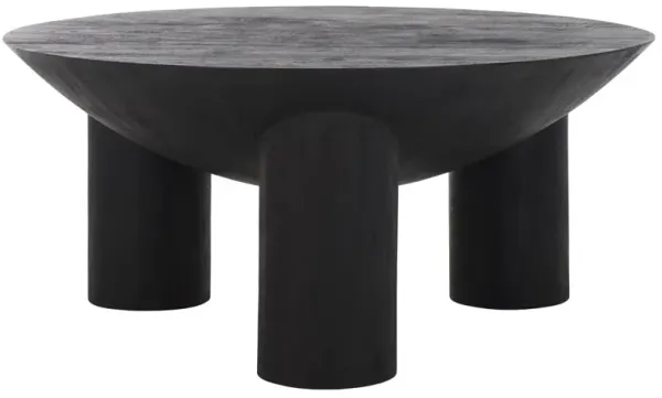 Niamh Round Wood Coffee Table, Black
