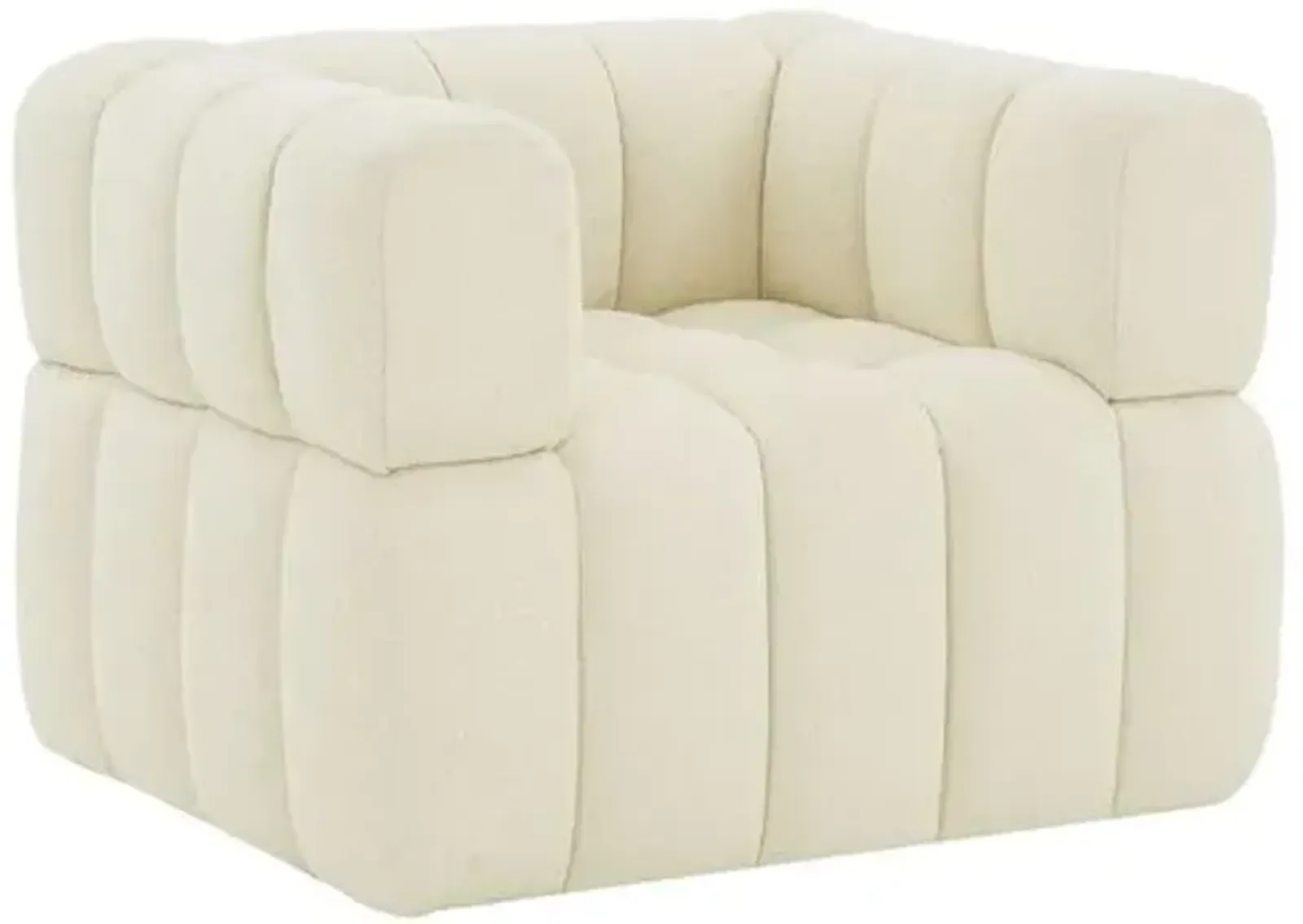 Aria Boucle Tufted Accent Chair - Creme - White, Comfortable, Durable