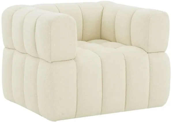 Aria Boucle Tufted Accent Chair, Creme
