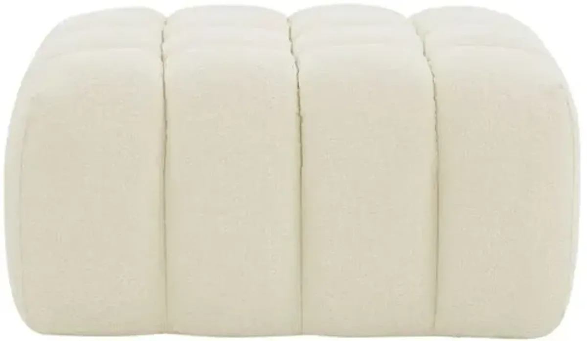 Aria Boucle Tufted Ottoman - White