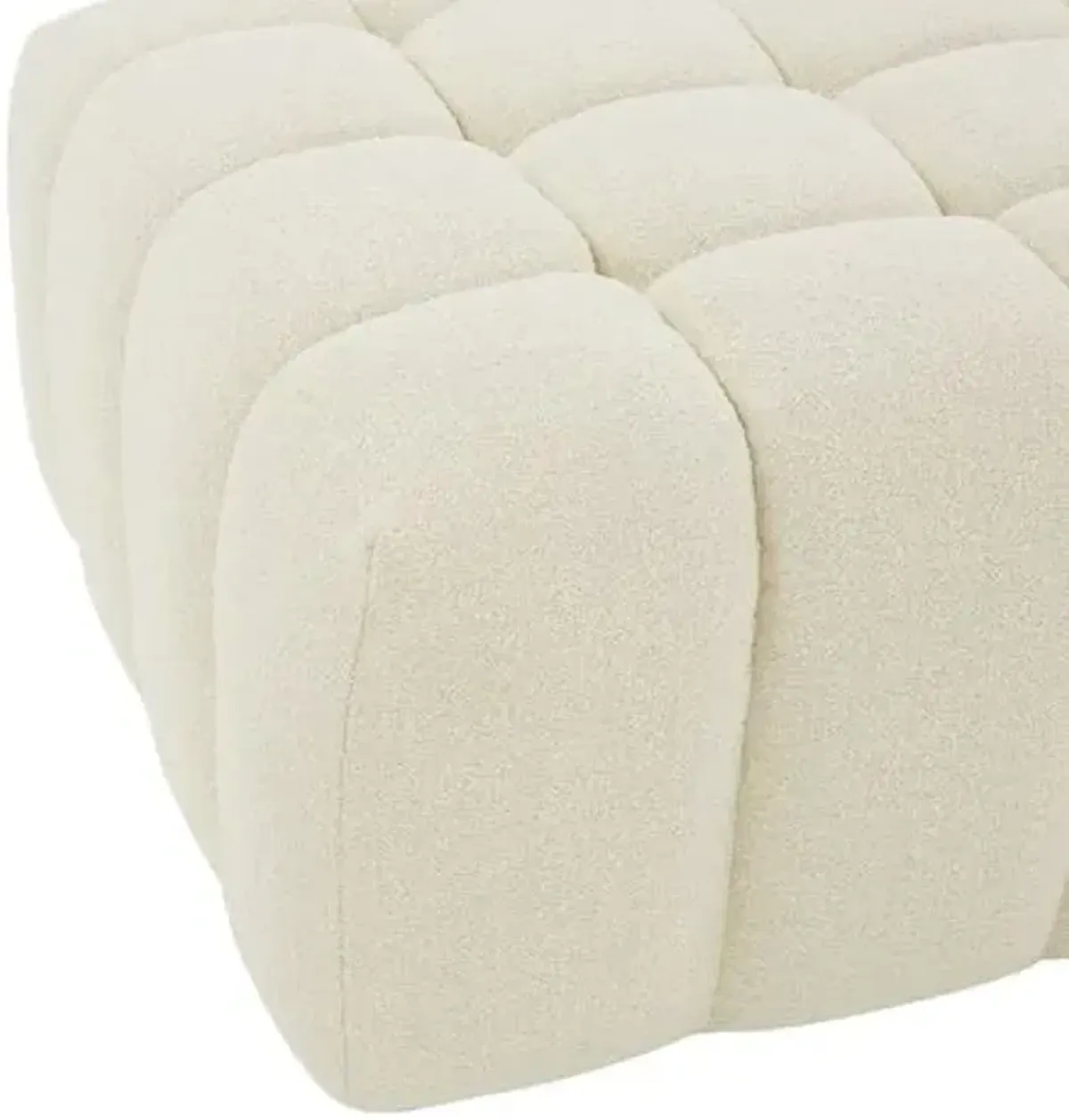 Meadow Boucle Ottoman - White