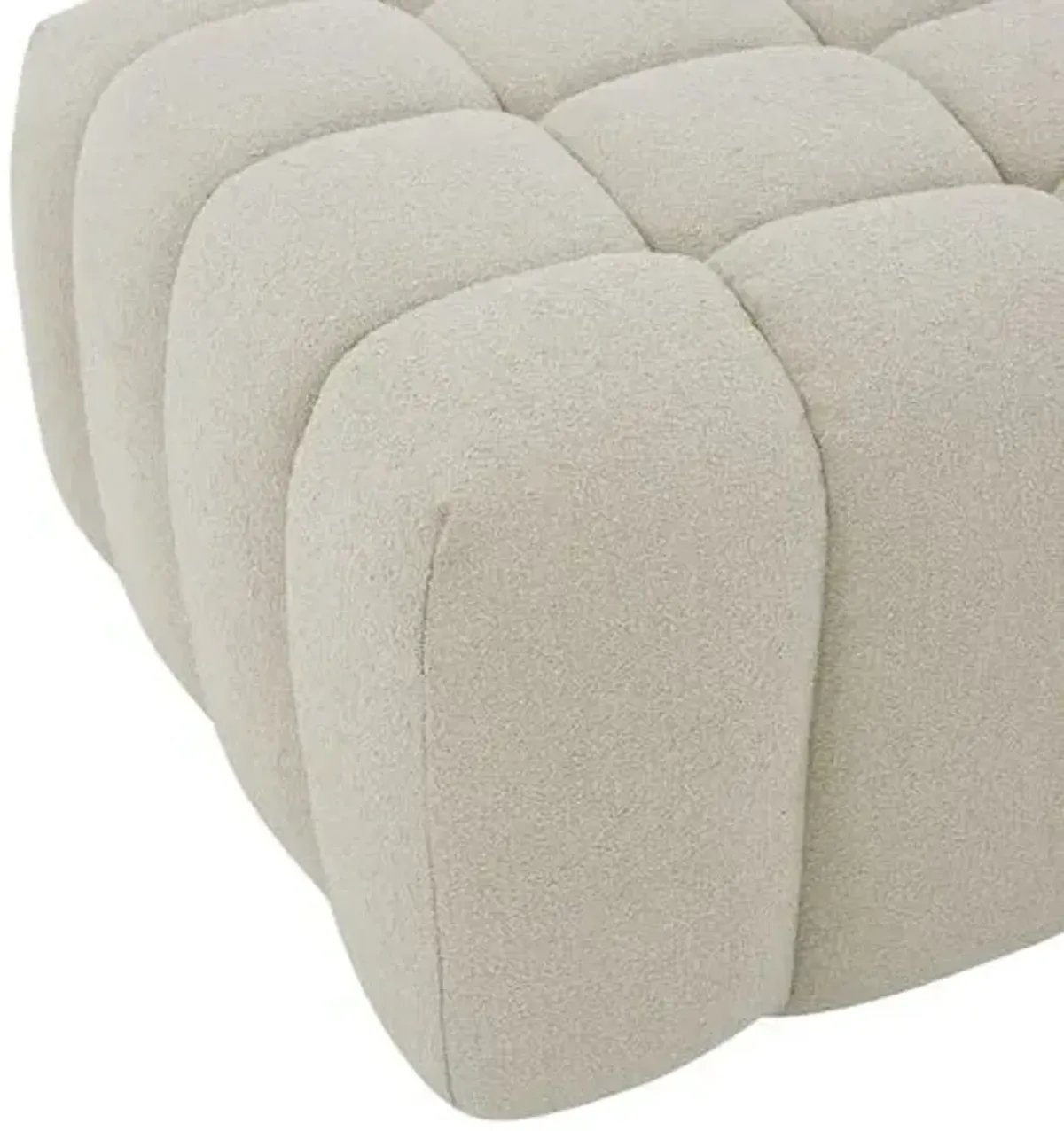 Aria Boucle Tufted Ottoman - Gray