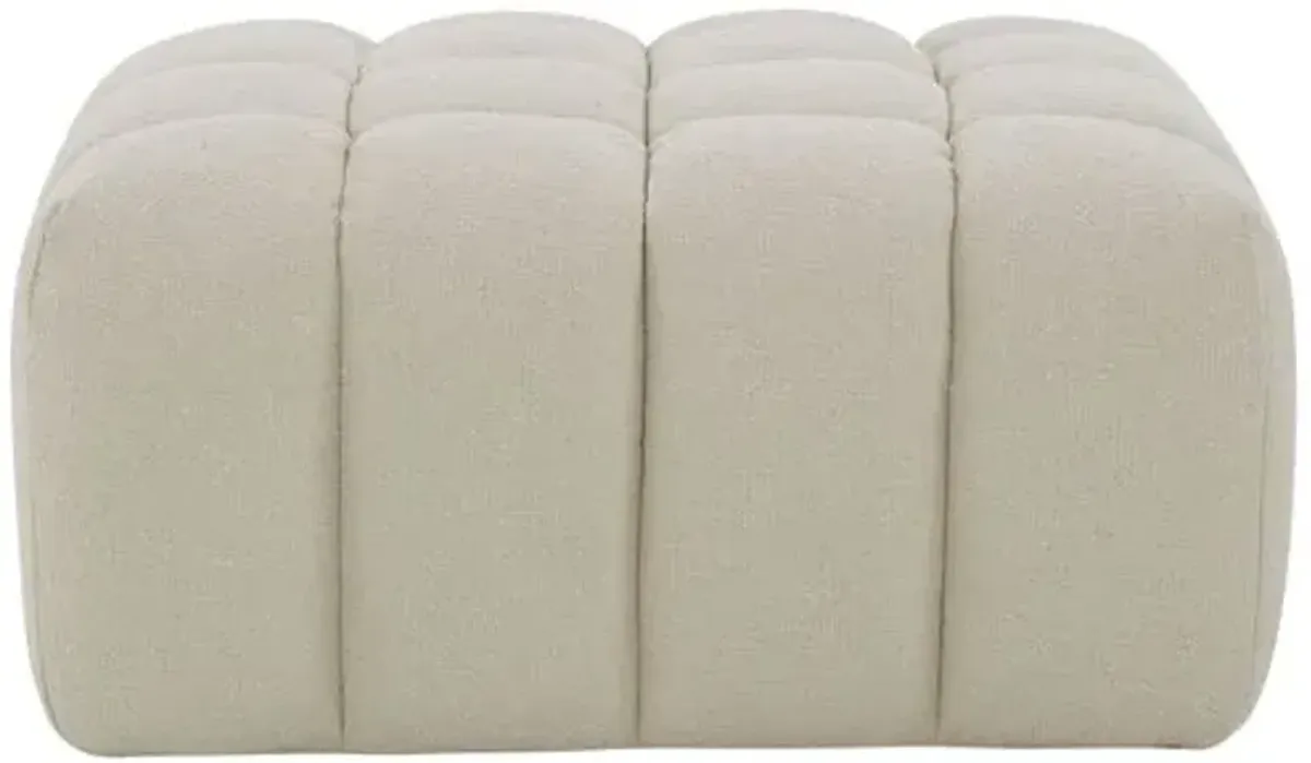 Aria Boucle Tufted Ottoman - Gray