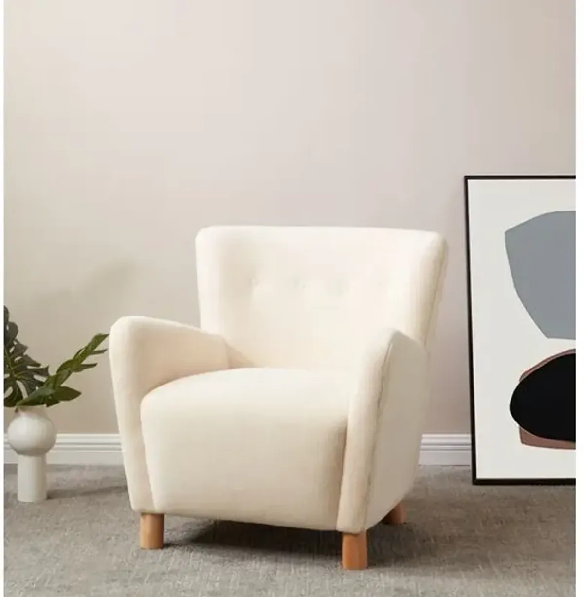 Odalys Faux Shearling Chair - Ivory