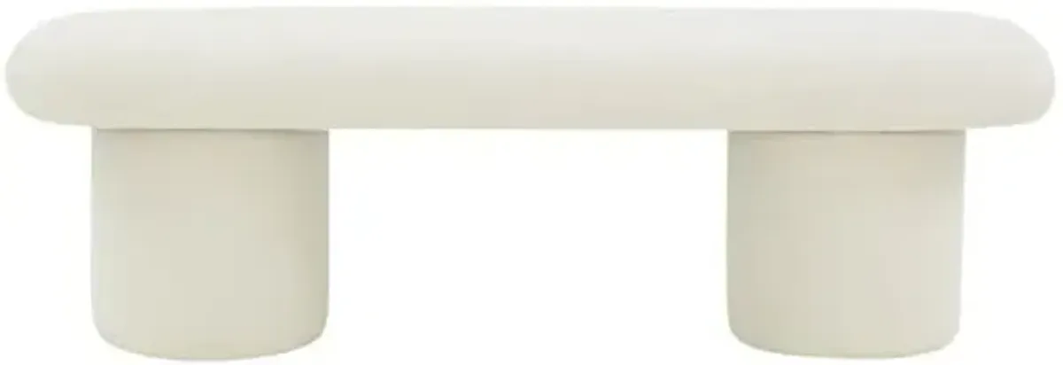 Quinlan Boucle Accent Bench - Ivory