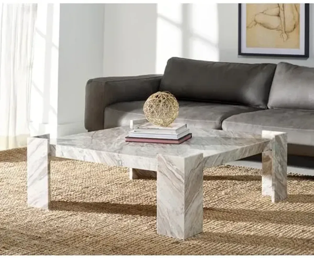 Talia Marble Coffee Table - White/Brown - Multi