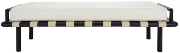 Xiomara Teak/Leather Strap Bench - Black