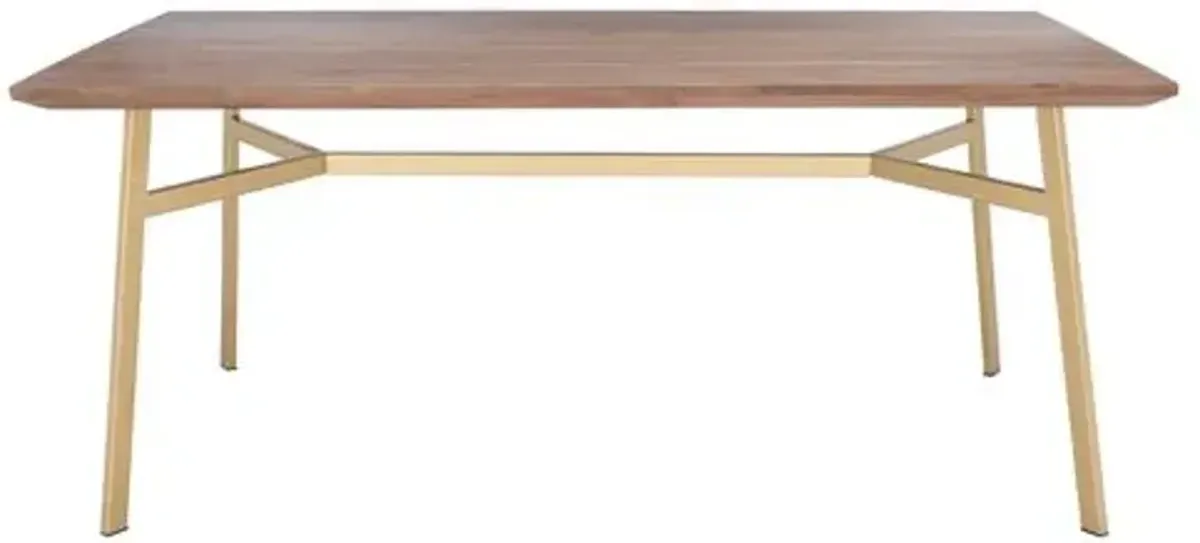 Abner Rectangle Dining Table - Walnut/Gold