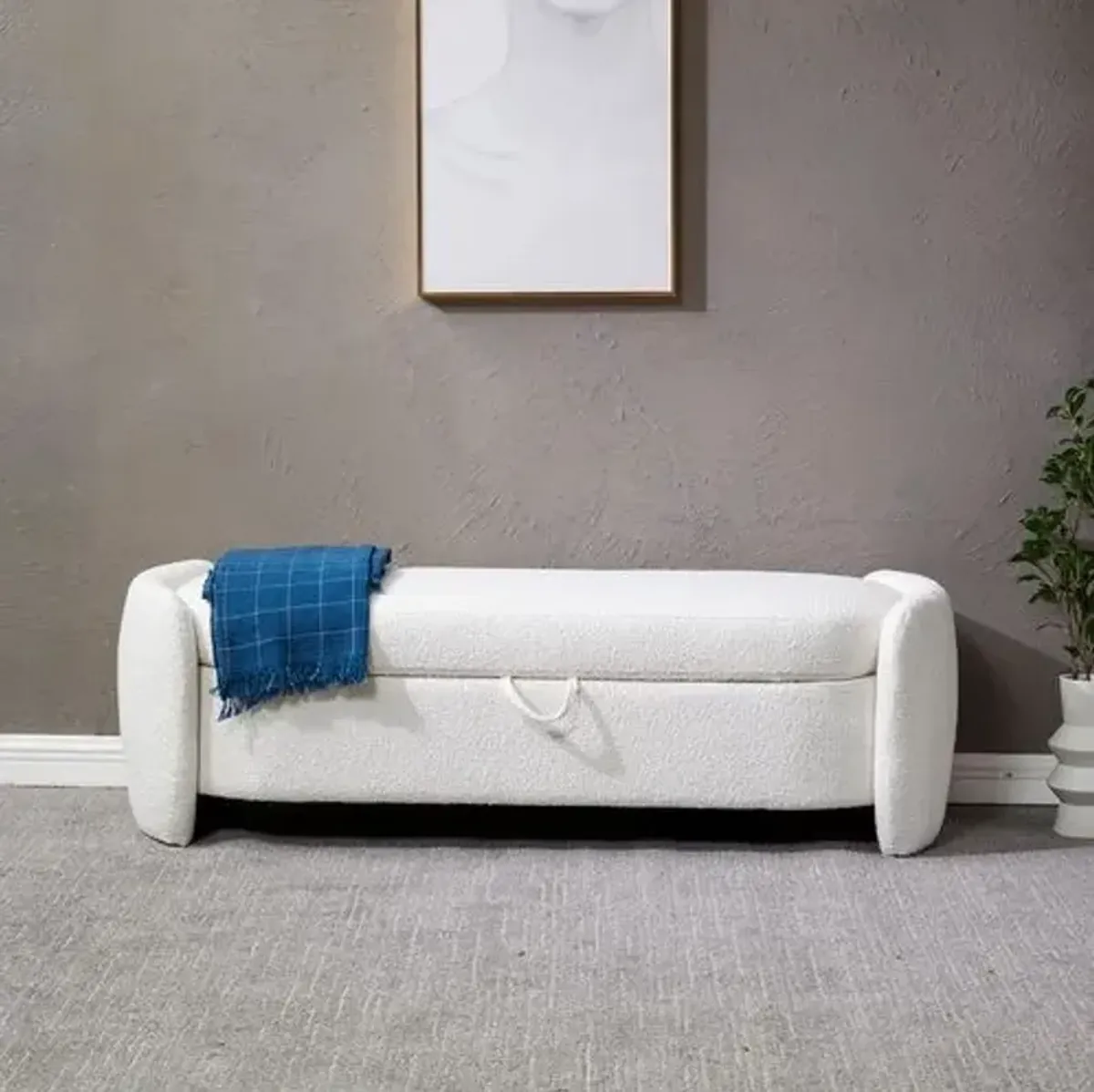 Elysian Boucle Bench - White