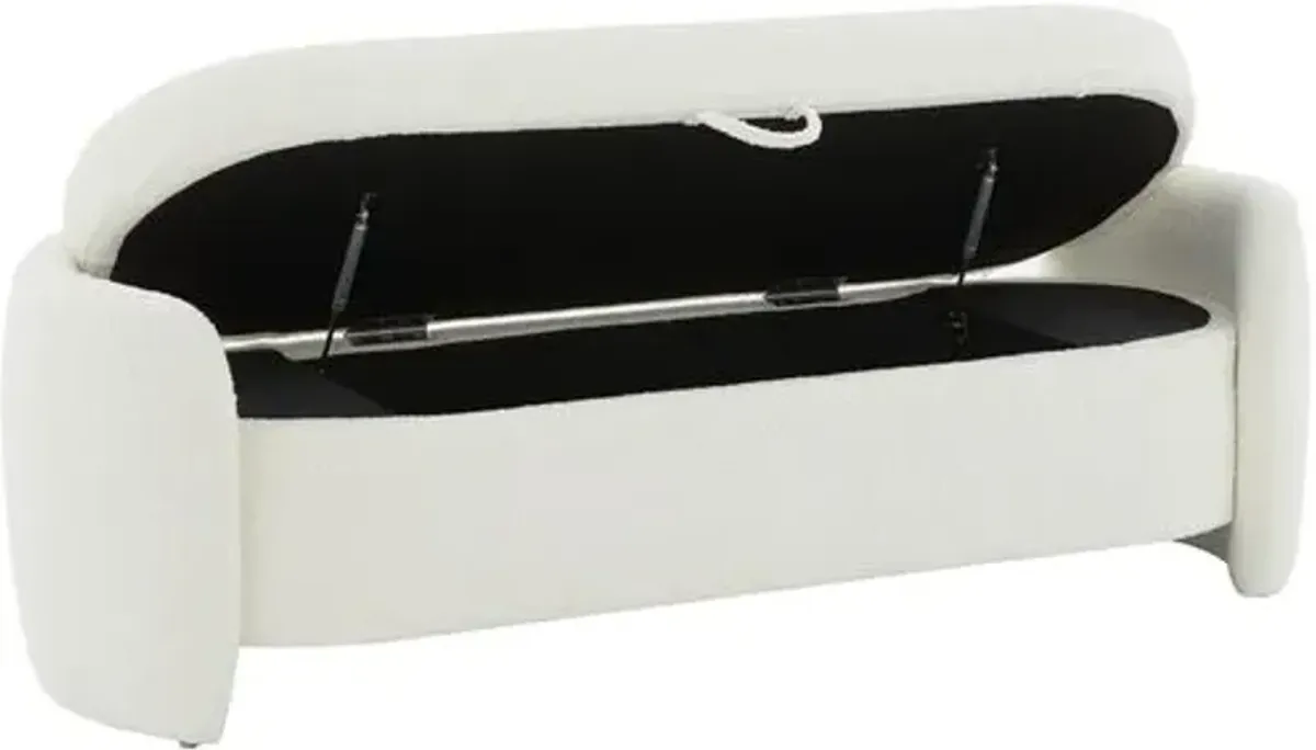 Elysian Boucle Storage Bench - White