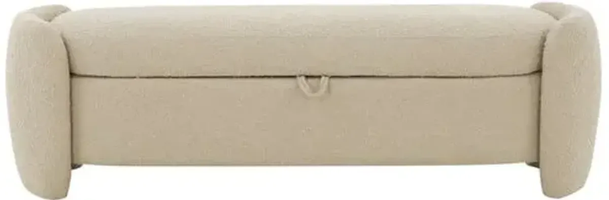 Elysian Boucle Storage Bench - Brown
