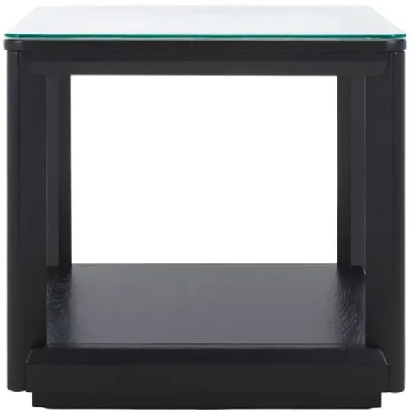 Darya Glass Top Accent Table - Black - 20.9Hx21.6Wx21.6D in