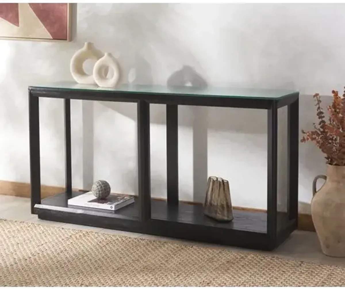 Darya Glass Top Console Table - Black