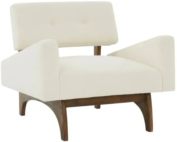 Darian Scandinavian Accent Chair, Ivory/Dark Brown