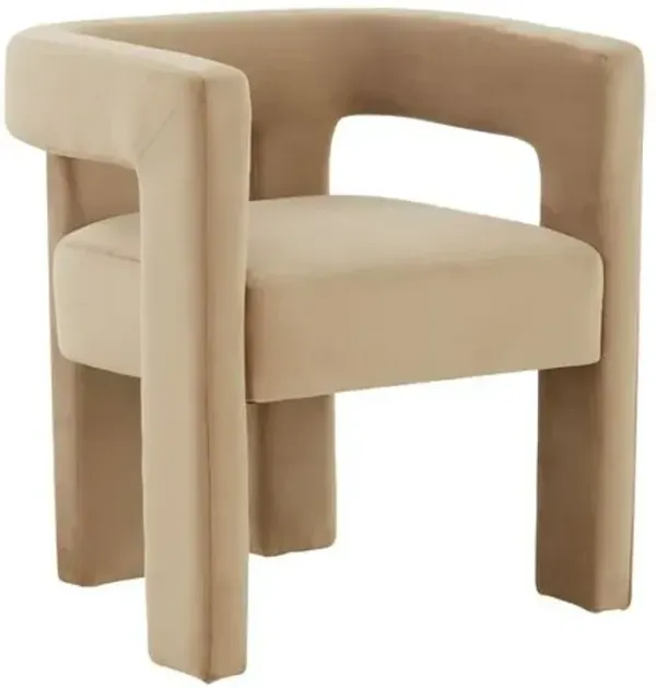 Gentry Contemporary Velvet Accent Chair - Brown, Comfortable, Durable, Velvet Upholstery